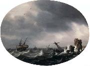 VLIEGER, Simon de Stormy Sea - Oil on wood Sweden oil painting artist